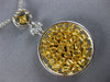 LARGE 4.28CT WHITE & CANARY DIAMOND 18KT 2 TONE GOLD 3D CIRCULAR FLOWER NECKLACE