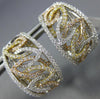 ESTATE LARGE 1.71CT DIAMOND 18K TRI COLOR GOLD 3D LEAF FILIGREE CLIP ON EARRINGS