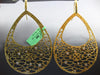 EXTRA LARGE .20CT DIAMOND 18KT YELLOW GOLD TEAR DROP ETOILE FUN HANGING EARRINGS