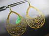 EXTRA LARGE .20CT DIAMOND 18KT YELLOW GOLD TEAR DROP ETOILE FUN HANGING EARRINGS