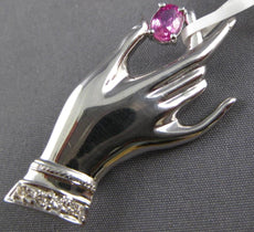 .63CT DIAMOND & AAA PINK SAPPHIRE 18KT WHITE GOLD PERFECTION HAND PENDANT BROOCH