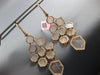 ESTATE 2.25CT DIAMOND & PINK QUARTZ 14K ROSE GOLD MULTI HEXAGON HANGING EARRINGS