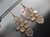 ESTATE 2.25CT DIAMOND & PINK QUARTZ 14K ROSE GOLD MULTI HEXAGON HANGING EARRINGS
