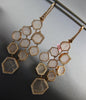 ESTATE 2.25CT DIAMOND & PINK QUARTZ 14K ROSE GOLD MULTI HEXAGON HANGING EARRINGS
