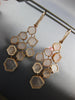 ESTATE 2.25CT DIAMOND & PINK QUARTZ 14K ROSE GOLD MULTI HEXAGON HANGING EARRINGS