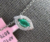 .16CT DIAMOND & AAA EMERALD 14KT WHITE GOLD MARQUISE SHAPE & ROUND HALO PENDANT