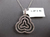 LARGE 1.37CT DIAMOND 18KT WHITE GOLD 3D THREE LEAF CLOVER STAR FLOATING PENDANT