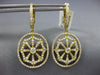ESTATE LARGE 1.74CT DIAMOND 18KT YELLOW GOLD OVAL OPEN FILIGREE HANGING EARRINGS