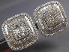 LARGE 8.26CT DIAMOND 18KT WHITE GOLD ROUND & BAGUETTE BALLERINA CLIP ON EARRINGS