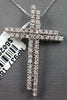 ESTATE LARGE .72CT DIAMOND 18KT WHITE GOLD CLASSIC DOUBLE CROSS FLOATING PENDANT