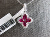 1.14CT DIAMOND & AAA RUBY 18KT WHITE GOLD 3D PEAR SHAPE FOUR LEAF CLOVER PENDANT