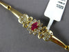 ESTATE .64CT DIAMOND & AAA RUBY 14KT YELLOW GOLD 3D FLOWER ETOILE FUN BRACELET