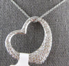 ESTATE LARGE 1.92CT DIAMOND 14KT WHITE GOLD 3D CLASSIC PAVE FLOATING PENDANT