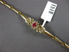 ESTATE .64CT DIAMOND & AAA RUBY 14KT YELLOW GOLD 3D FLOWER ETOILE FUN BRACELET