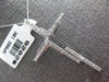 ESTATE LARGE .44CT DIAMOND 18KT WHITE GOLD 3D DOUBLE CROSS FLOATING PENDANT