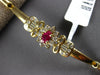 ESTATE .64CT DIAMOND & AAA RUBY 14KT YELLOW GOLD 3D FLOWER ETOILE FUN BRACELET