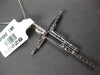 ESTATE LARGE .44CT DIAMOND 18KT WHITE GOLD 3D DOUBLE CROSS FLOATING PENDANT