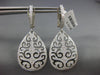 LARGE 1.03CT DIAMOND 18KT WHITE GOLD 3D TEAR DROP FLEUR DE LIS HANGING EARRINGS