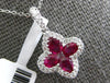 1.14CT DIAMOND & AAA RUBY 18KT WHITE GOLD 3D PEAR SHAPE FOUR LEAF CLOVER PENDANT