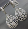 LARGE 1.03CT DIAMOND 18KT WHITE GOLD 3D TEAR DROP FLEUR DE LIS HANGING EARRINGS