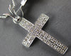 ESTATE LARGE .62CT DIAMOND 18KT WHITE GOLD CLASSIC 2 ROW CROSS FLOATING PENDANT
