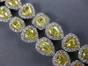 GIA LARGE 31.09CT WHITE & CANARY DIAMOND 18KT 2 TONE GOLD HALO TENNIS NECKLACE