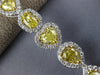 GIA LARGE 31.09CT WHITE & CANARY DIAMOND 18KT 2 TONE GOLD HALO TENNIS NECKLACE
