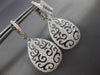 LARGE 1.03CT DIAMOND 18KT WHITE GOLD 3D TEAR DROP FLEUR DE LIS HANGING EARRINGS