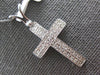 ESTATE LARGE .62CT DIAMOND 18KT WHITE GOLD CLASSIC 2 ROW CROSS FLOATING PENDANT