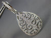 LARGE 1.03CT DIAMOND 18KT WHITE GOLD 3D TEAR DROP FLEUR DE LIS HANGING EARRINGS