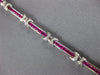 ESTATE 3.37CT DIAMOND & AAA RUBY 18K WHITE GOLD ROUND & PRINCESS TENNIS BRACELET