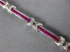 ESTATE 3.37CT DIAMOND & AAA RUBY 18K WHITE GOLD ROUND & PRINCESS TENNIS BRACELET