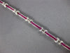 ESTATE 3.37CT DIAMOND & AAA RUBY 18K WHITE GOLD ROUND & PRINCESS TENNIS BRACELET