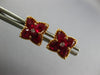 1.42CT DIAMOND & AAA RUBY 18KT ROSE GOLD 3D PEAR SHAPE FLOWER STAR STUD EARRINGS