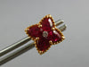 1.42CT DIAMOND & AAA RUBY 18KT ROSE GOLD 3D PEAR SHAPE FLOWER STAR STUD EARRINGS