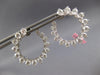 ESTATE LARGE 4.25CT DIAMOND 18K WHITE GOLD CLASSIC SIDEWAY HOOP HANGING EARRINGS
