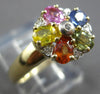 1.75CT DIAMOND & AAA MULTI COLOR SAPPHIRE 14K 2 TONE GOLD FLOWER FUN RING #27939