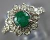 ESTATE .69CT DIAMOND & AAA EMERALD 14KT WHITE GOLD 3D FLOWER STAR FUN RING