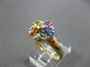 1.75CT DIAMOND & AAA MULTI COLOR SAPPHIRE 14K 2 TONE GOLD FLOWER FUN RING #27939