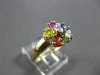 1.75CT DIAMOND & AAA MULTI COLOR SAPPHIRE 14K 2 TONE GOLD FLOWER FUN RING #27939