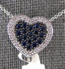 .56CT DIAMOND & AAA SAPPHIRE 14KT WHITE GOLD DOUBLE HEART LOVE FLOATING PENDANT