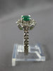 ESTATE .69CT DIAMOND & AAA EMERALD 14KT WHITE GOLD 3D FLOWER STAR FUN RING