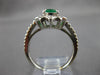 ESTATE .69CT DIAMOND & AAA EMERALD 14KT WHITE GOLD 3D FLOWER STAR FUN RING