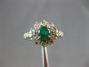 ESTATE .69CT DIAMOND & AAA EMERALD 14KT WHITE GOLD 3D FLOWER STAR FUN RING