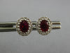 1CT DIAMOND & AAA RUBY 18KT WHITE GOLD OVAL & ROUND FLOWER CLASSIC STUD EARRINGS
