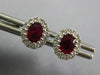1CT DIAMOND & AAA RUBY 18KT WHITE GOLD OVAL & ROUND FLOWER CLASSIC STUD EARRINGS