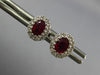 1CT DIAMOND & AAA RUBY 18KT WHITE GOLD OVAL & ROUND FLOWER CLASSIC STUD EARRINGS