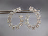 3.25CT DIAMOND 18KT WHITE GOLD 3D ROUND & BAGUETTE SIDEWAY HOOP HANGING EARRINGS