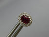 1CT DIAMOND & AAA RUBY 18KT WHITE GOLD OVAL & ROUND FLOWER CLASSIC STUD EARRINGS