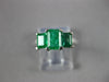 1.8CT AAA EMERALD 14KT WHITE GOLD EMERALD CUT 3 STONE PAST PRESENT & FUTURE RING